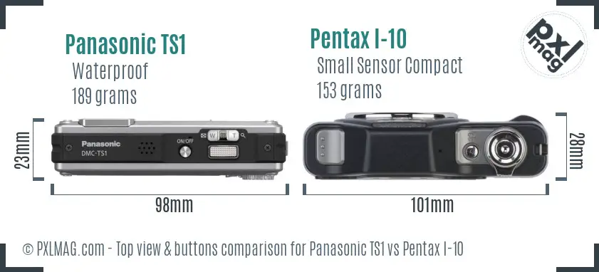 Panasonic TS1 vs Pentax I-10 top view buttons comparison