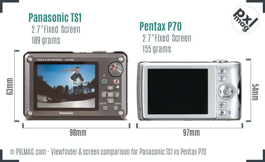 Panasonic TS1 vs Pentax P70 Screen and Viewfinder comparison