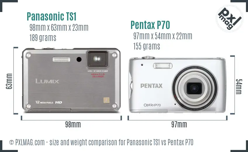 Panasonic TS1 vs Pentax P70 size comparison