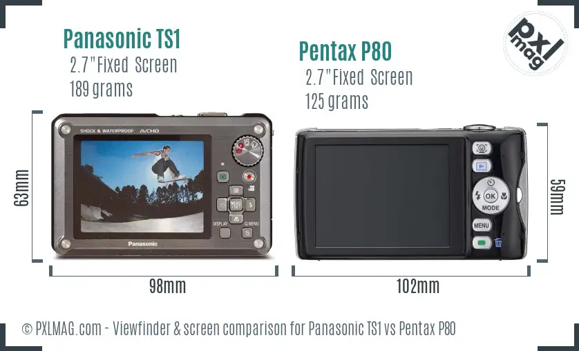 Panasonic TS1 vs Pentax P80 Screen and Viewfinder comparison
