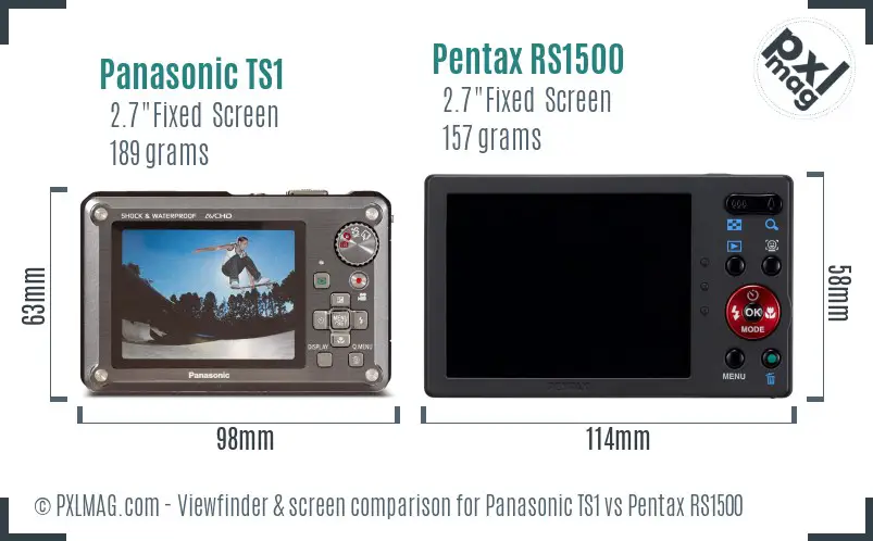Panasonic TS1 vs Pentax RS1500 Screen and Viewfinder comparison