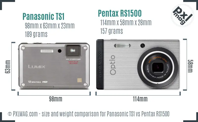 Panasonic TS1 vs Pentax RS1500 size comparison