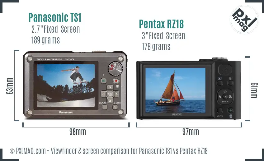 Panasonic TS1 vs Pentax RZ18 Screen and Viewfinder comparison