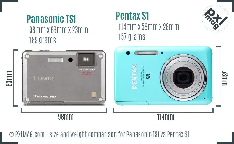 Panasonic TS1 vs Pentax S1 size comparison