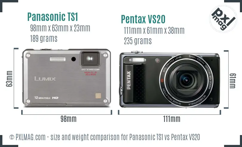 Panasonic TS1 vs Pentax VS20 size comparison