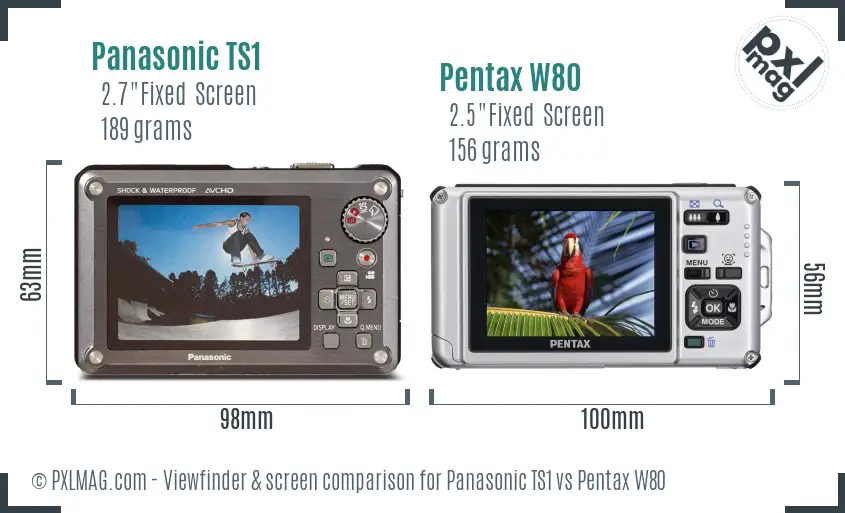 Panasonic TS1 vs Pentax W80 Screen and Viewfinder comparison