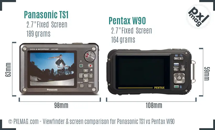 Panasonic TS1 vs Pentax W90 Screen and Viewfinder comparison
