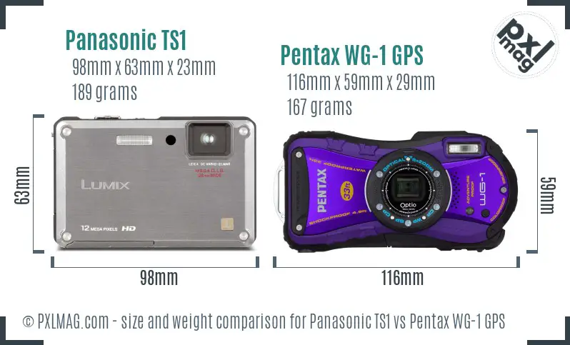 Panasonic TS1 vs Pentax WG-1 GPS size comparison