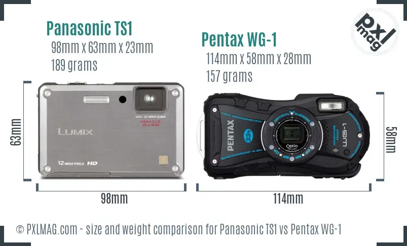 Panasonic TS1 vs Pentax WG-1 size comparison