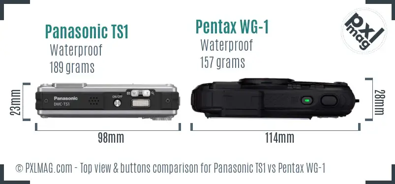 Panasonic TS1 vs Pentax WG-1 top view buttons comparison