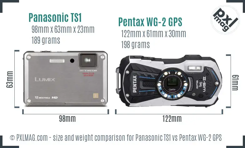 Panasonic TS1 vs Pentax WG-2 GPS size comparison