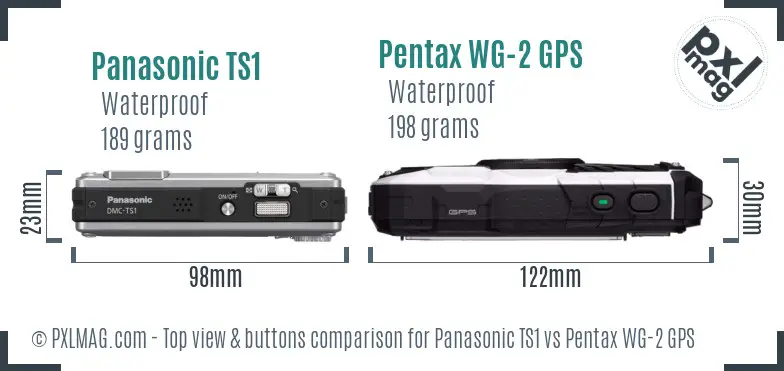 Panasonic TS1 vs Pentax WG-2 GPS top view buttons comparison