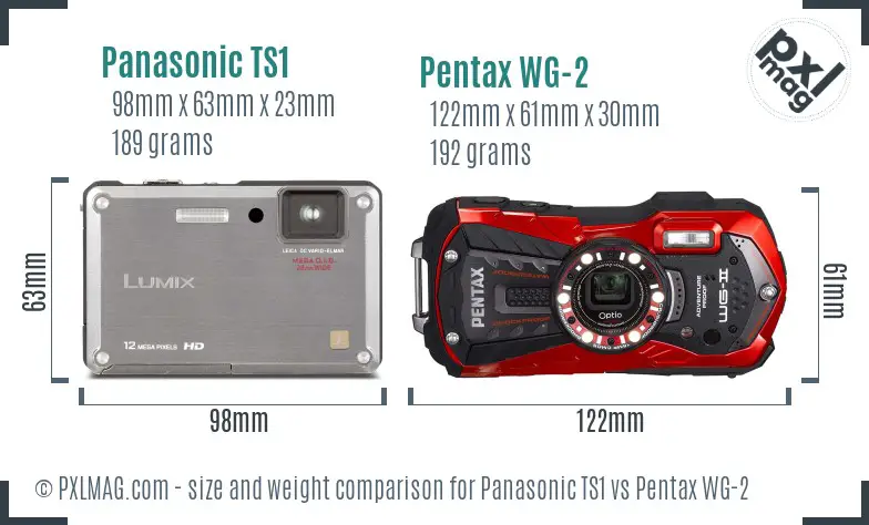 Panasonic TS1 vs Pentax WG-2 size comparison