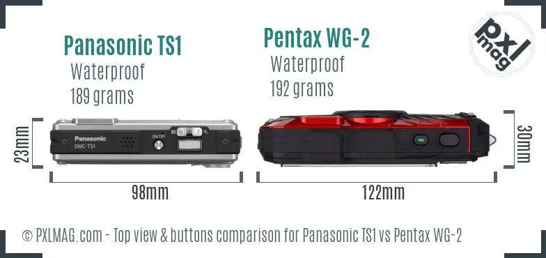 Panasonic TS1 vs Pentax WG-2 top view buttons comparison