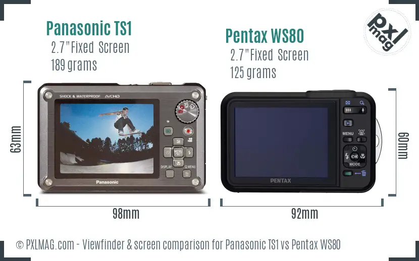 Panasonic TS1 vs Pentax WS80 Screen and Viewfinder comparison