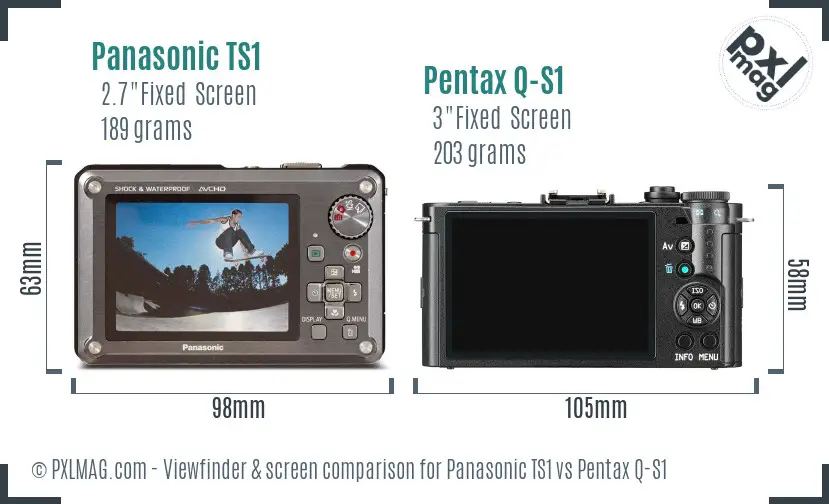 Panasonic TS1 vs Pentax Q-S1 Screen and Viewfinder comparison