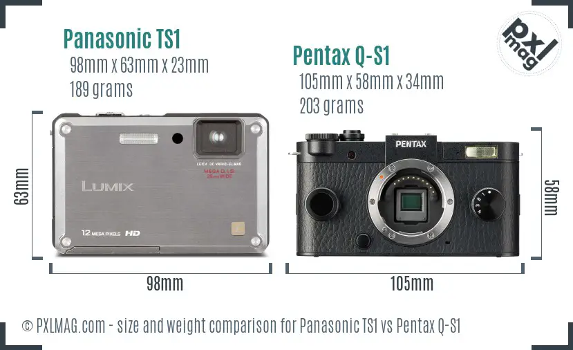 Panasonic TS1 vs Pentax Q-S1 size comparison