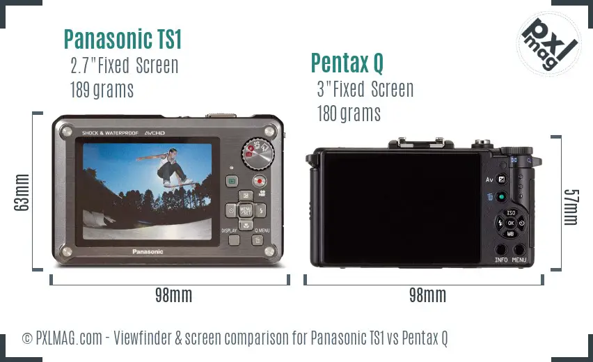 Panasonic TS1 vs Pentax Q Screen and Viewfinder comparison
