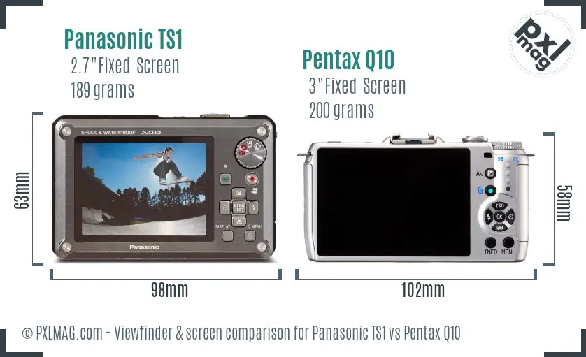 Panasonic TS1 vs Pentax Q10 Screen and Viewfinder comparison