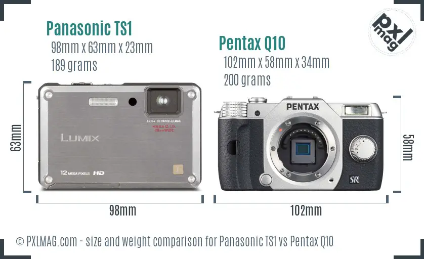 Panasonic TS1 vs Pentax Q10 size comparison