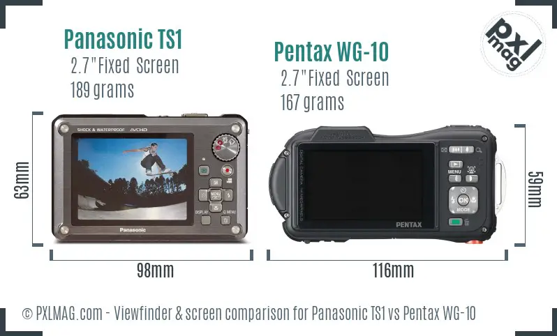 Panasonic TS1 vs Pentax WG-10 Screen and Viewfinder comparison
