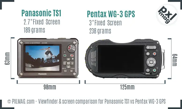 Panasonic TS1 vs Pentax WG-3 GPS Screen and Viewfinder comparison