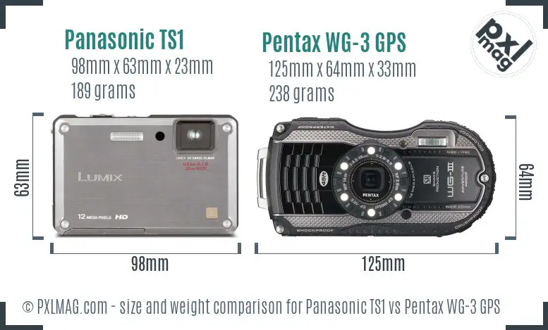 Panasonic TS1 vs Pentax WG-3 GPS size comparison