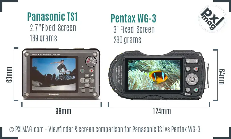 Panasonic TS1 vs Pentax WG-3 Screen and Viewfinder comparison