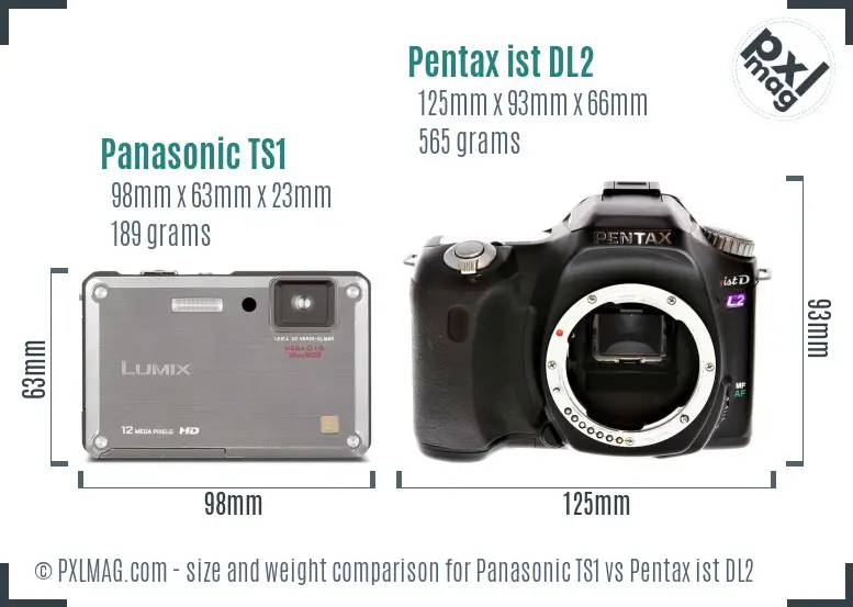 Panasonic TS1 vs Pentax ist DL2 size comparison
