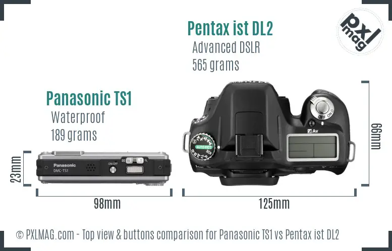 Panasonic TS1 vs Pentax ist DL2 top view buttons comparison