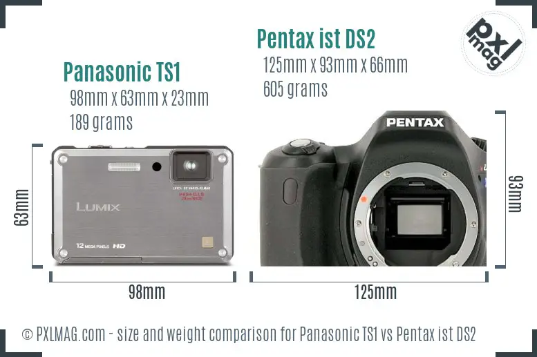 Panasonic TS1 vs Pentax ist DS2 size comparison