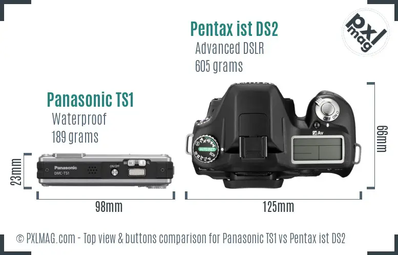 Panasonic TS1 vs Pentax ist DS2 top view buttons comparison