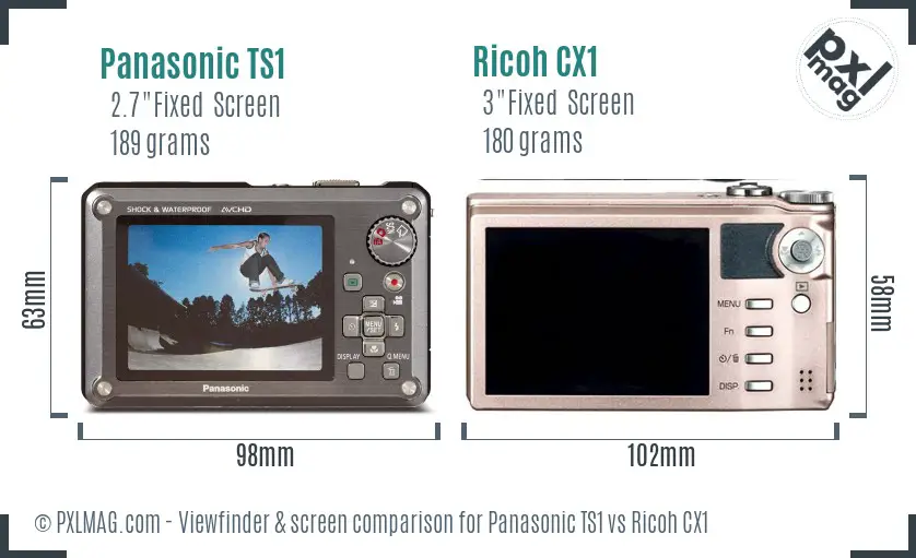 Panasonic TS1 vs Ricoh CX1 Screen and Viewfinder comparison