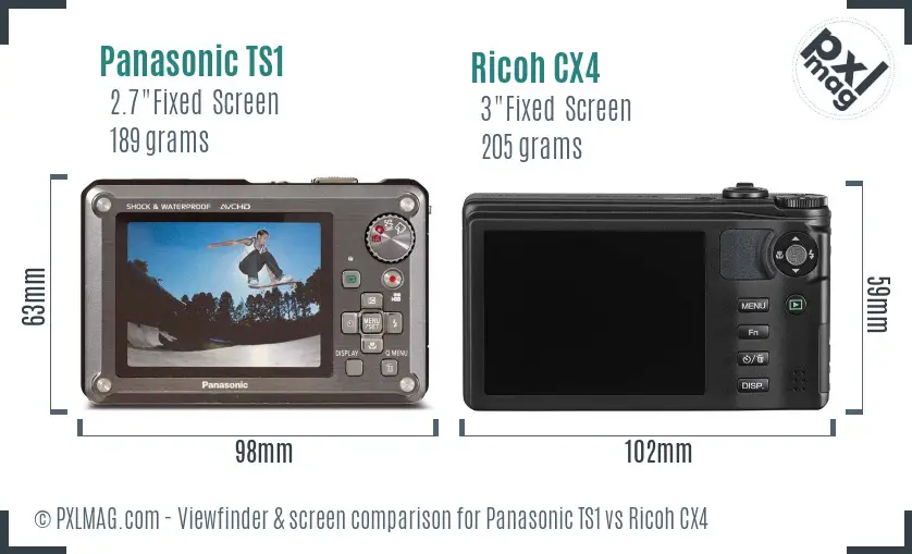 Panasonic TS1 vs Ricoh CX4 Screen and Viewfinder comparison