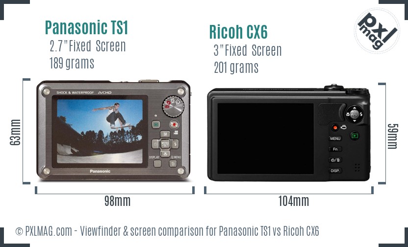 Panasonic TS1 vs Ricoh CX6 Screen and Viewfinder comparison