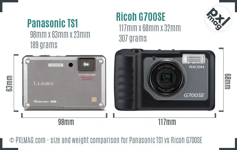 Panasonic TS1 vs Ricoh G700SE size comparison Panasonic TS1 vs Ricoh G700SE size comparison