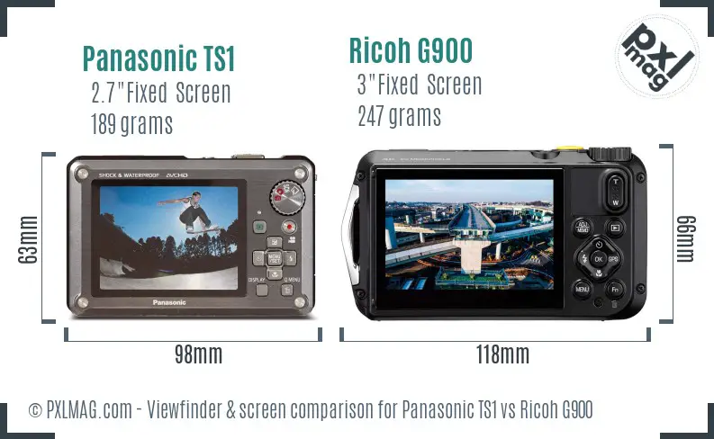 Panasonic TS1 vs Ricoh G900 Screen and Viewfinder comparison