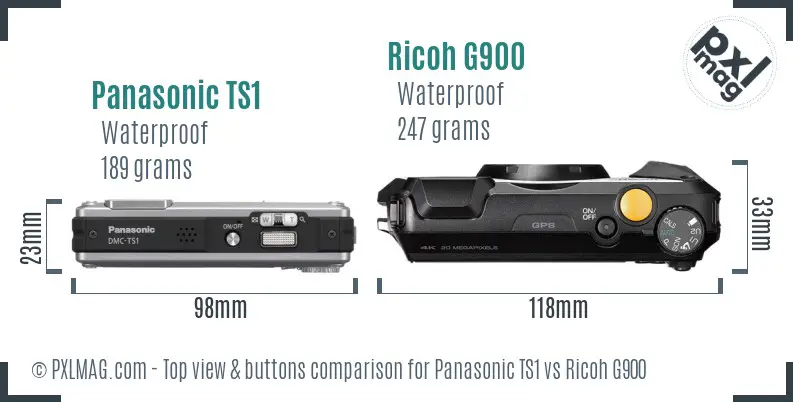 Panasonic TS1 vs Ricoh G900 top view buttons comparison
