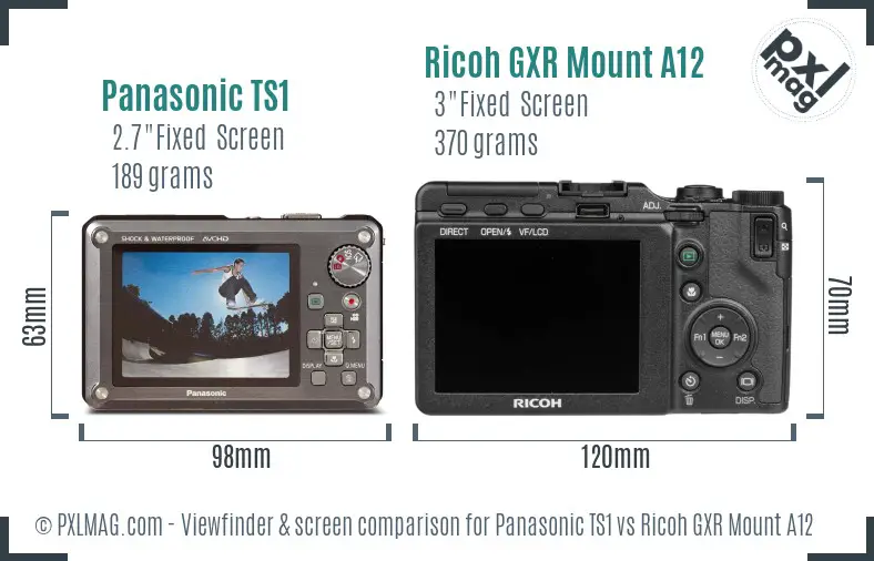 Panasonic TS1 vs Ricoh GXR Mount A12 Screen and Viewfinder comparison