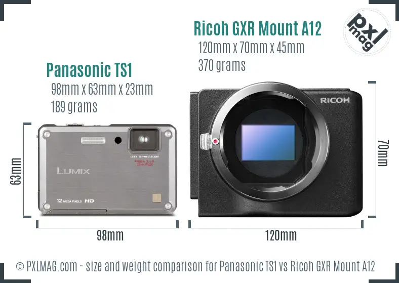 Panasonic TS1 vs Ricoh GXR Mount A12 size comparison