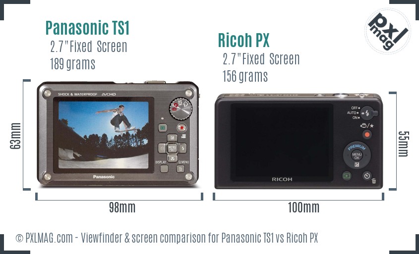 Panasonic TS1 vs Ricoh PX Screen and Viewfinder comparison