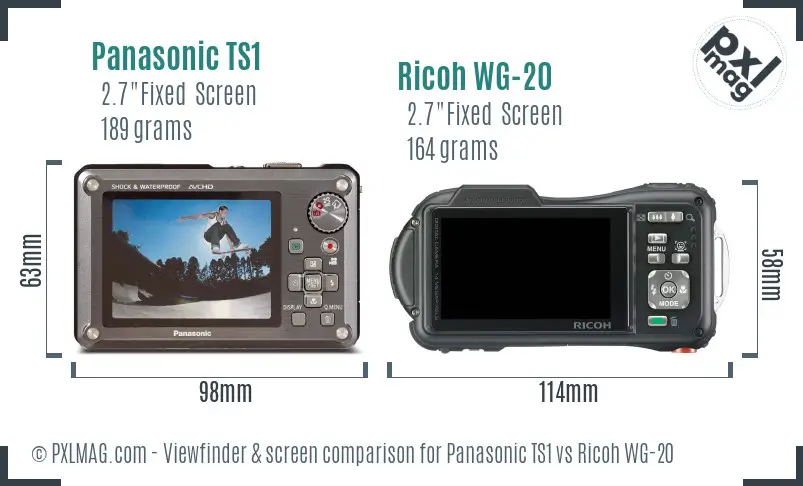 Panasonic TS1 vs Ricoh WG-20 Screen and Viewfinder comparison