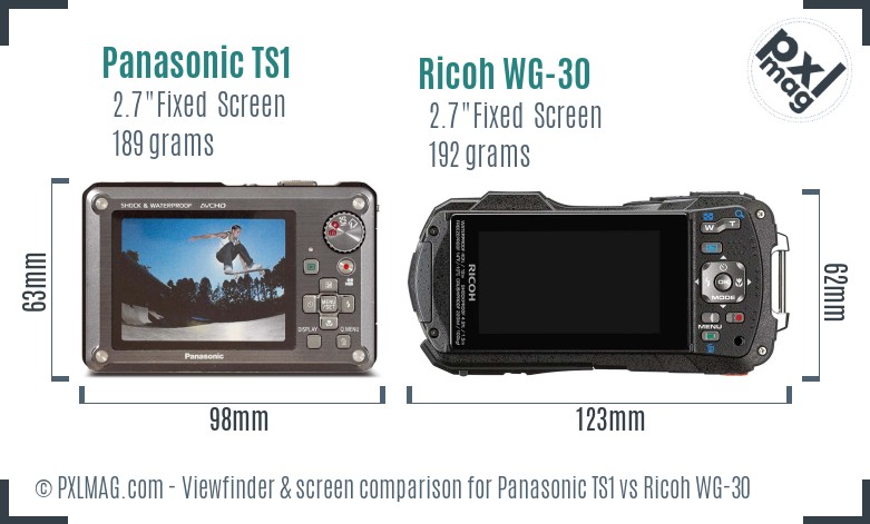 Panasonic TS1 vs Ricoh WG-30 Screen and Viewfinder comparison