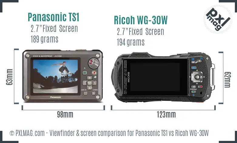 Panasonic TS1 vs Ricoh WG-30W Screen and Viewfinder comparison