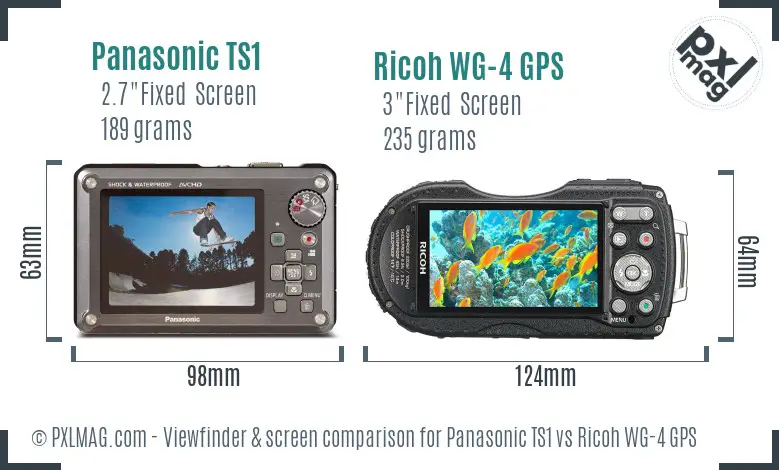 Panasonic TS1 vs Ricoh WG-4 GPS Screen and Viewfinder comparison
