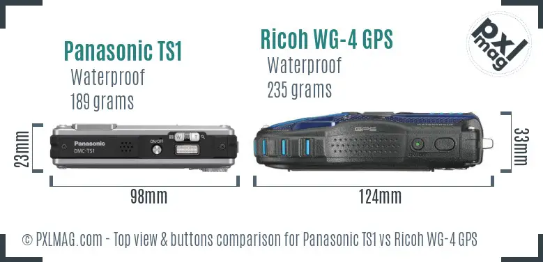 Panasonic TS1 vs Ricoh WG-4 GPS top view buttons comparison