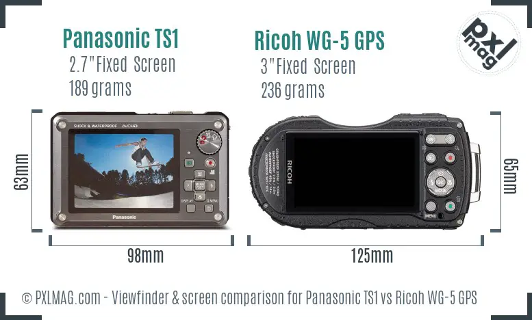 Panasonic TS1 vs Ricoh WG-5 GPS Screen and Viewfinder comparison