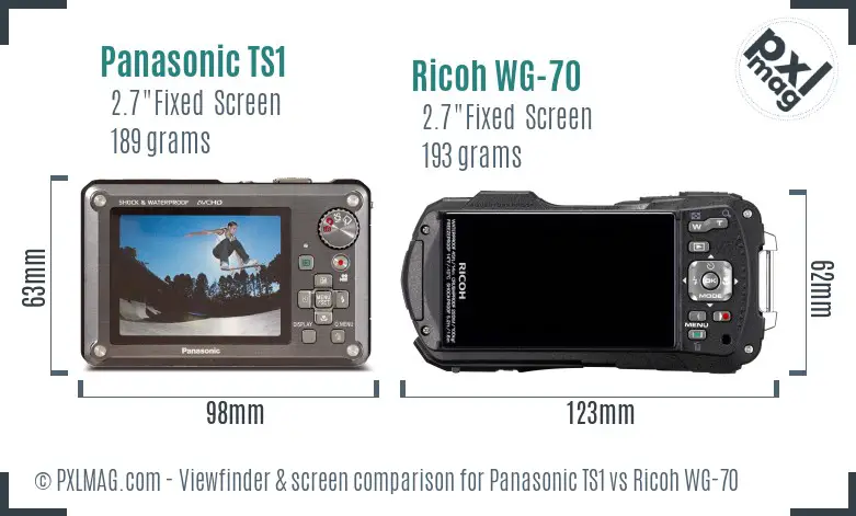 Panasonic TS1 vs Ricoh WG-70 Screen and Viewfinder comparison
