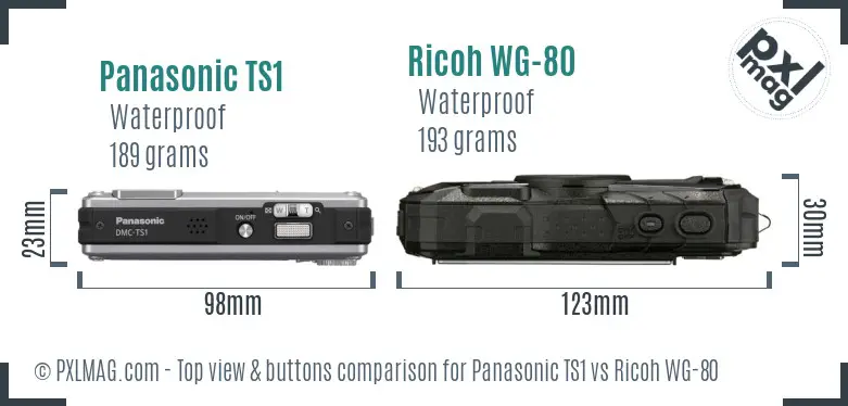 Panasonic TS1 vs Ricoh WG-80 top view buttons comparison