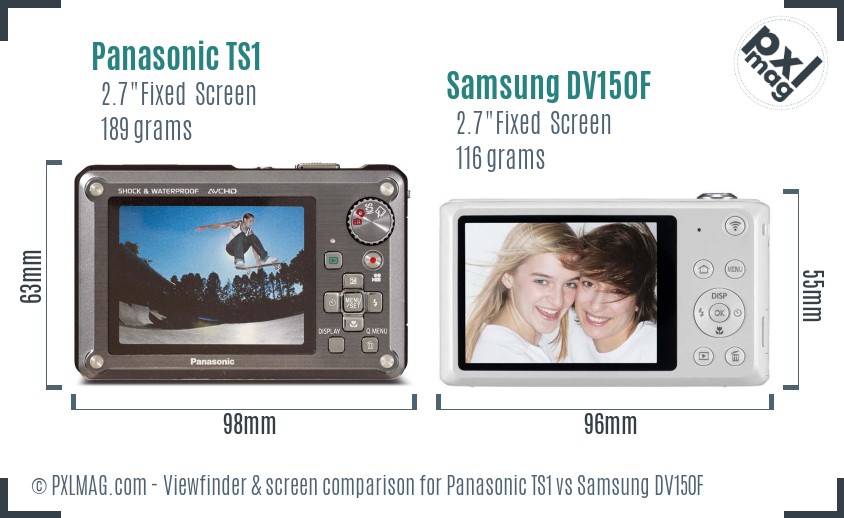 Panasonic TS1 vs Samsung DV150F Screen and Viewfinder comparison